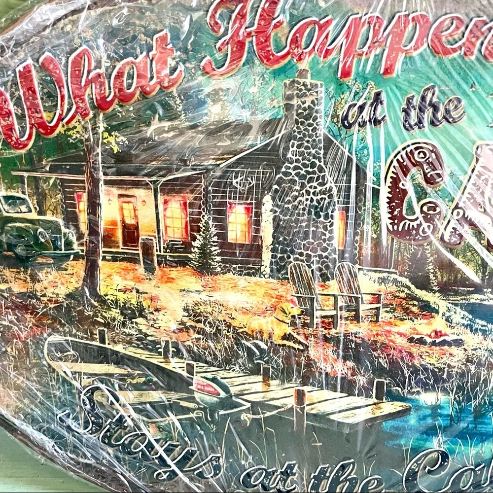 NEW What Happens At The Cabin Stays At The Cabin Metal Sign